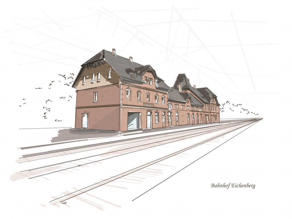 Heimatverein Neu-Eichenberg Audioguide Geschichtlicher Rundgang Wanderung Architektur Historische Gebäude Deutsche Fachwerkhäuser Kulturlandschaft Zeitgeschichte Historische Touren Illustration Eschwege Illustration Bettina Zimmermann Illustratorin TinaZett Kunst Eschwege Zeichnung Zeichner Eschwege Illustration Werra-Meißner Buchillustration