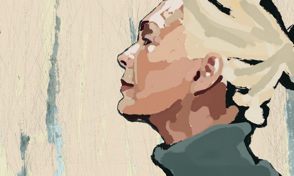 Das Profil einer älteren Frau, die in die Ferne blickt. Illustration Eschwege Illustratorin Bettina Zimmermann TinaZett Kunst Werra-Meissner-Kreis Eschwege Zeichnung Zeichner Eschwege Illustration Werra-Meißner Buchillustration
